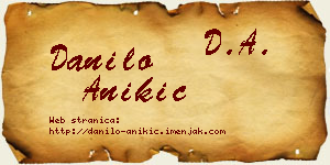 Danilo Anikić vizit kartica